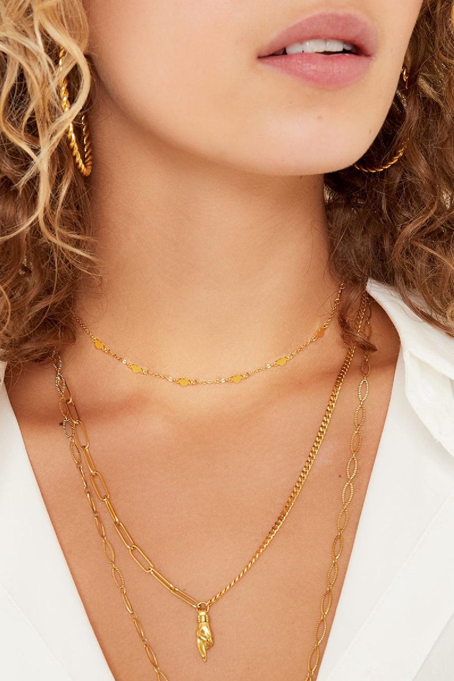 collier coeur en acier inoxydable couleur or Image3